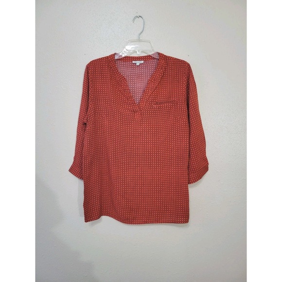 Anne Carson Tops - Anne Carson Womens Pullover Top 3/4 Sleeve Career Casual Blouse Orange Blue Sz M
